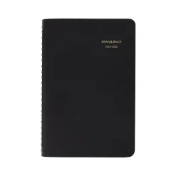 2024-2025 AT-A-GLANCE 5" x 8" Academic Daily Planner, Faux Leather Cover, Black (70-807-05-25)