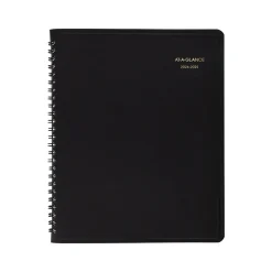 2024-2025 AT-A-GLANCE 7" x 8.75" Academic Monthly Planner, Faux Leather Cover, Black (70-127-05-25)