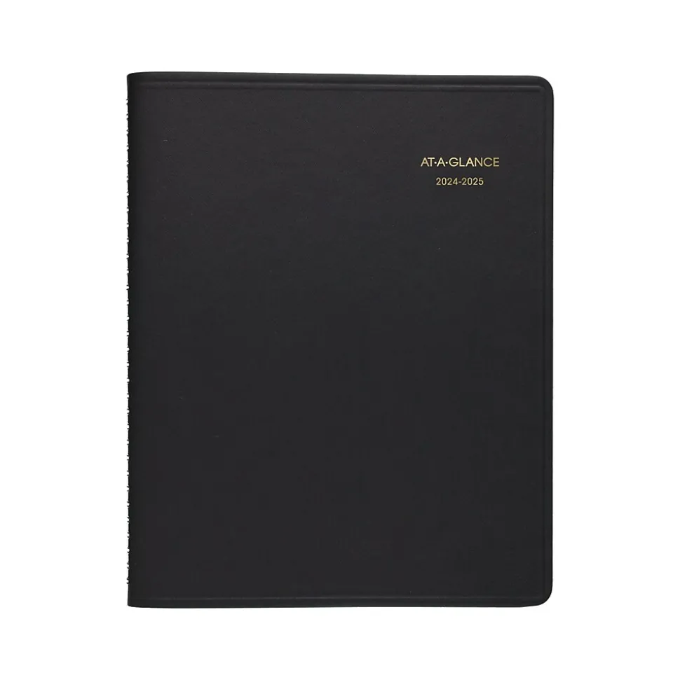2024-2025 AT-A-GLANCE 7" x 8.75" Academic Weekly Appointment Book, Faux Leather Cover, Black (70-958-05-25)
