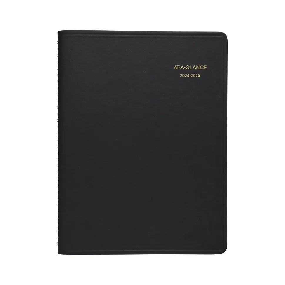 2024-2025 AT-A-GLANCE 8.25" x 11" Academic Weekly Appointment Book, Faux Leather Cover, Black (70-957-05-25)