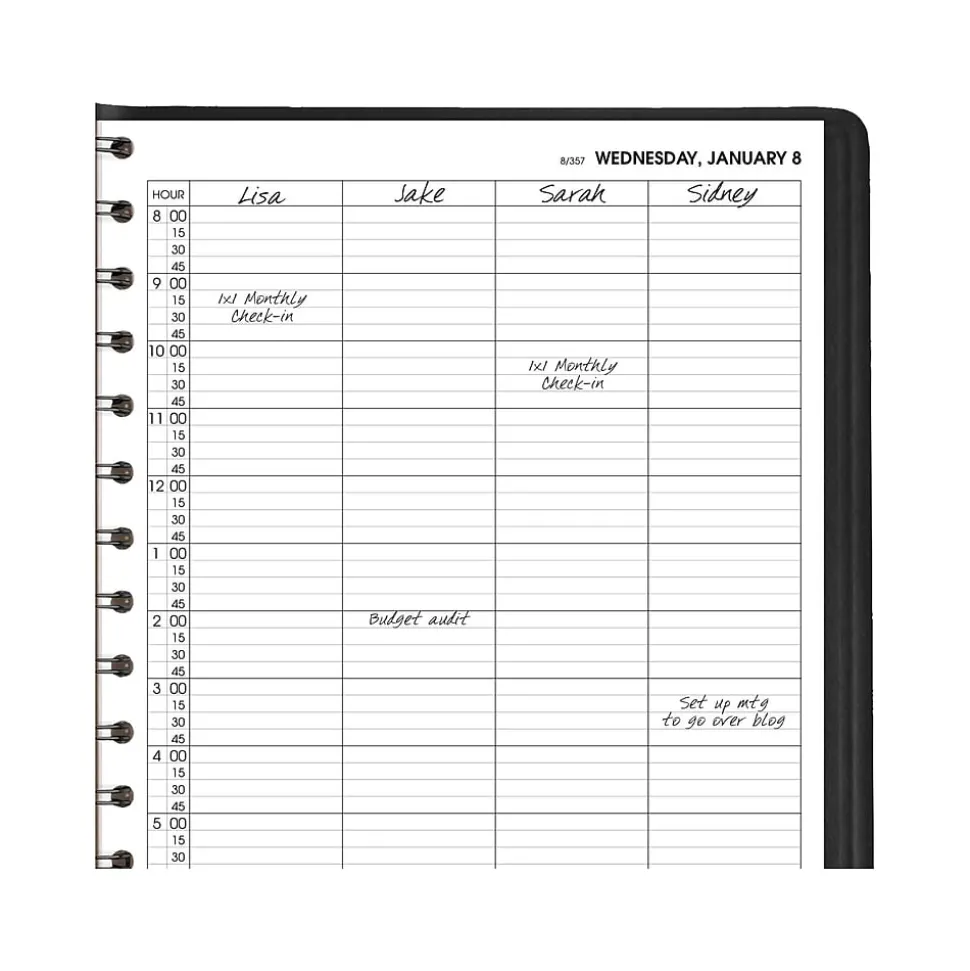 2025 AT-A-GLANCE 8" x 11" Calendar Year/Daily Appointment Book, Faux Leather Cover, Black (70-822-05-25)