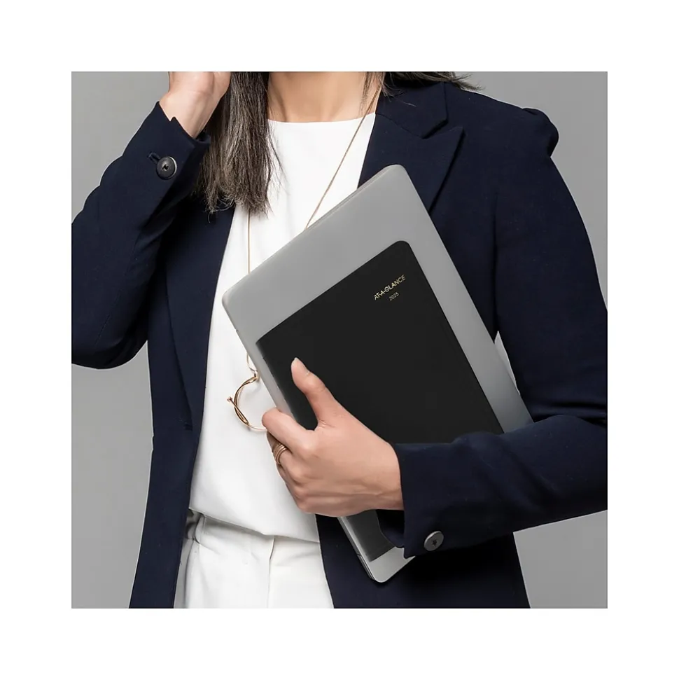 2025 AT-A-GLANCE 8" x 11" Calendar Year/Daily Appointment Book, Faux Leather Cover, Black (70-822-05-25)