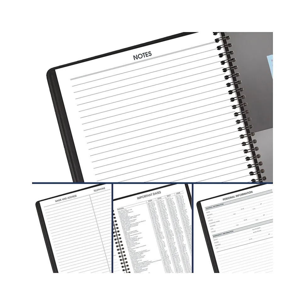 2025 AT-A-GLANCE 7" x 8.75" Calendar Year Weekly Appointment Book, Faux Leather Cover, Black (70-865-05-25)