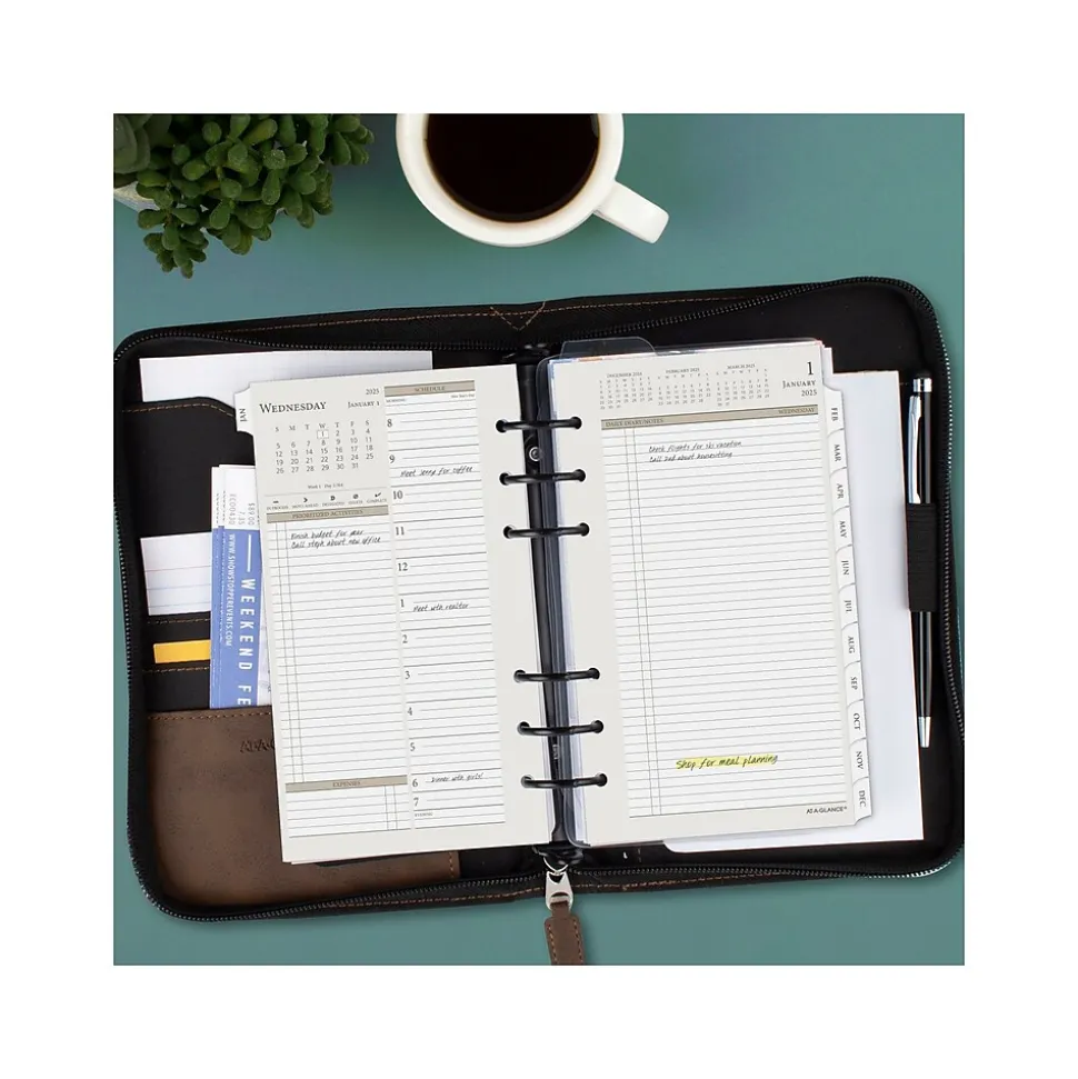 2025 AT-A-GLANCE 6.75" x 3.75" Daily & Monthly Planner Refill, White/Brown (471-225-25)