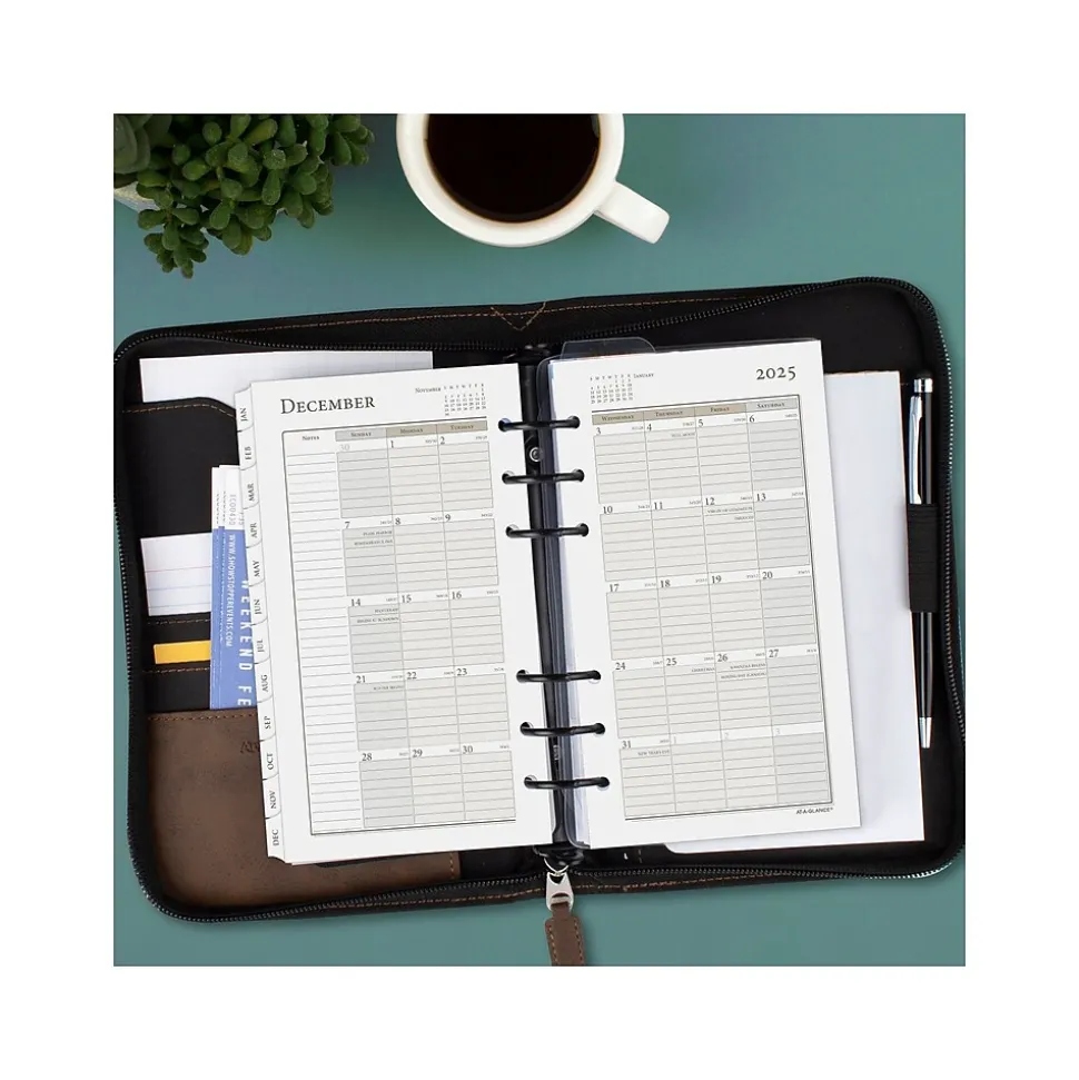 2025 AT-A-GLANCE 6.75" x 3.75" Daily & Monthly Planner Refill, White/Brown (471-225-25)