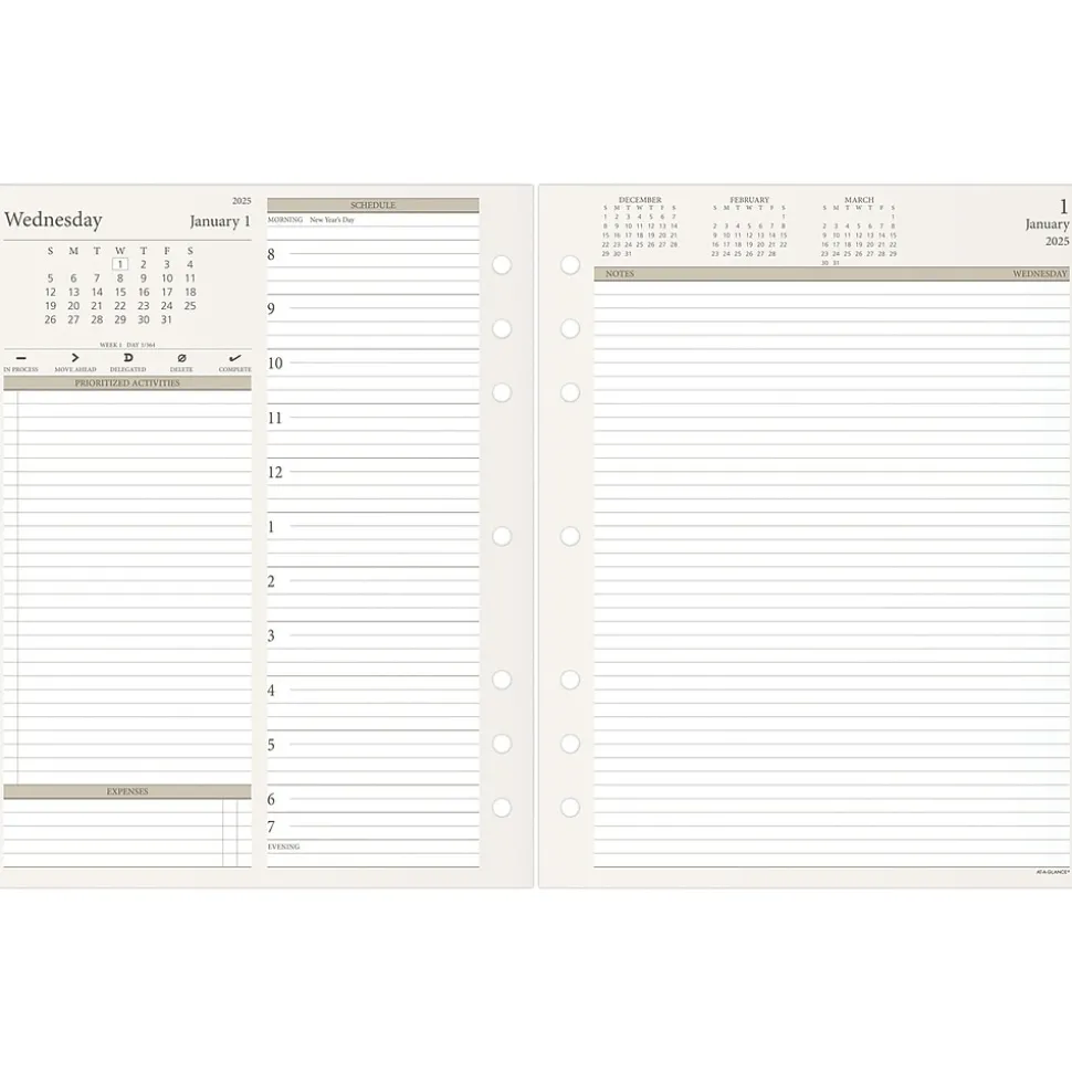 2025 AT-A-GLANCE 11" x 8.5" Daily & Monthly Planner Refill, White/Brown (491-225-25)