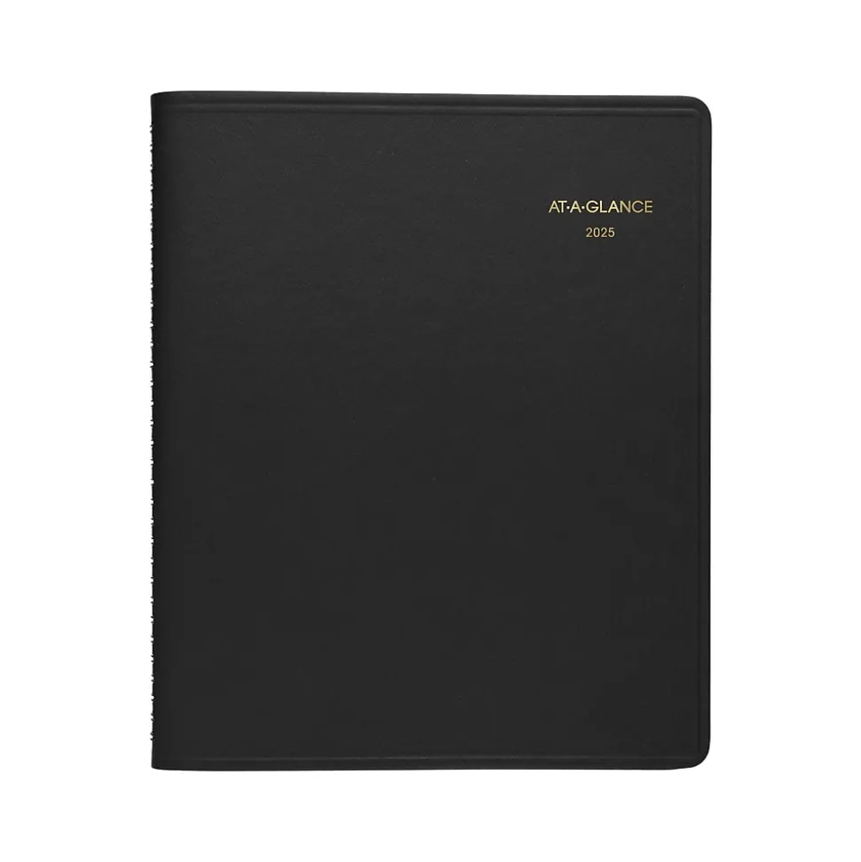 2025 AT-A-GLANCE 8.5" x 11" Daily Appointment Book, Faux Leather Cover, Black (70-214-05-25)
