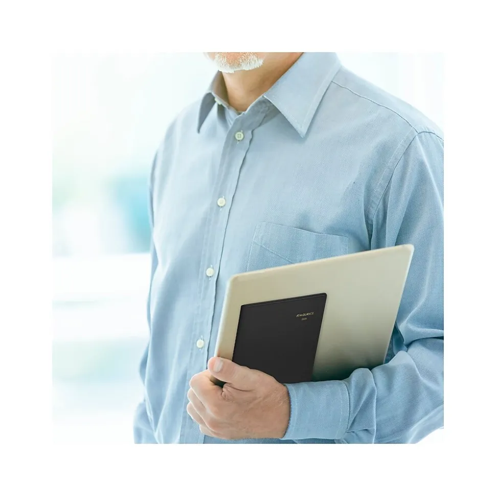 2025 AT-A-GLANCE 5" x 8" Daily Appointment Book Planner, Faux Leather Cover, Black (70-800-05-25)