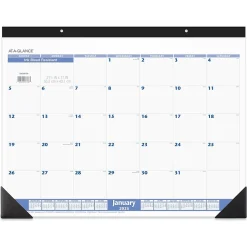 2025 AT-A-GLANCE 21.75" x 17" Monthly Desk Pad Calendar, White/Blue (SW200-00-25)