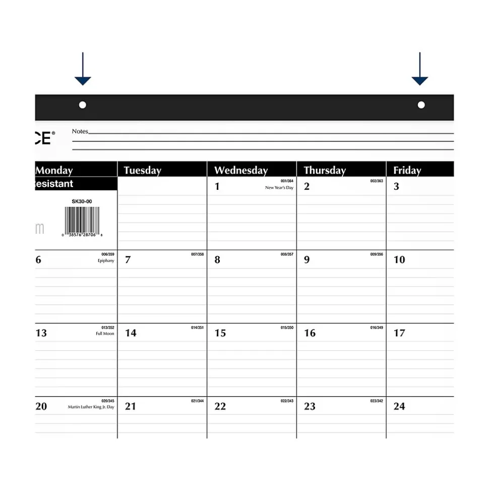 2025 AT-A-GLANCE 24" x 19" Monthly Desk Pad Calendar, White/Black (SK30-00-25)