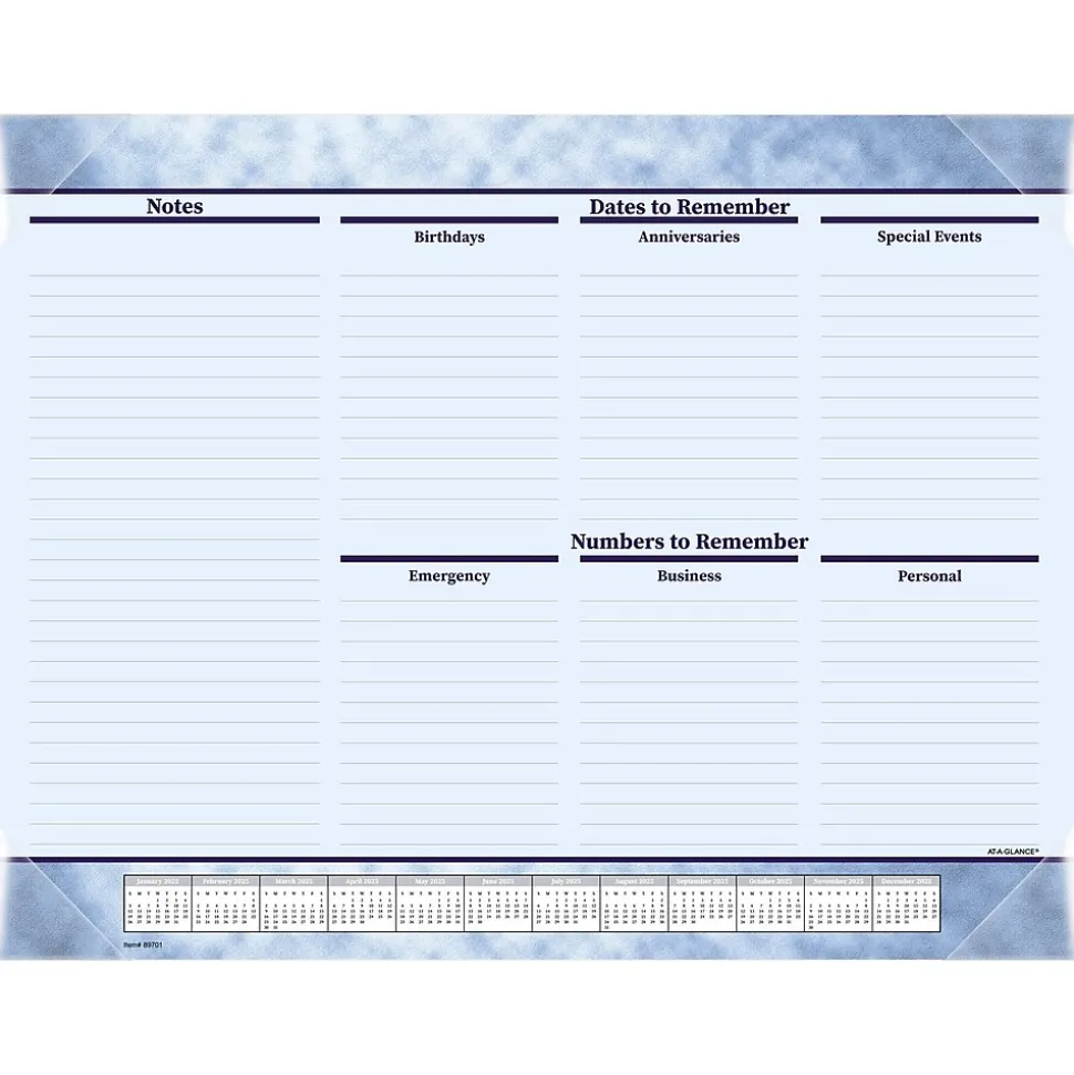 2025 AT-A-GLANCE 21.75" x 17" Monthly Desk Pad Calendar, Slate Blue (89701-25)