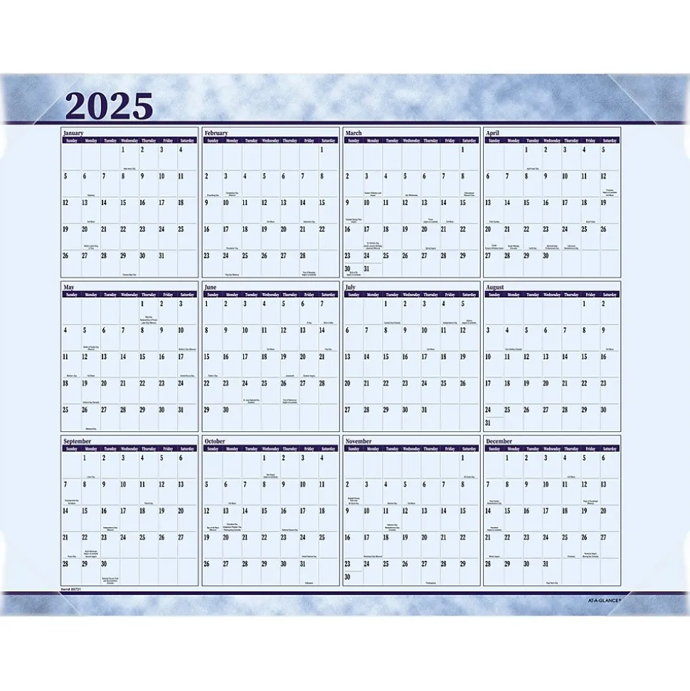 2025 AT-A-GLANCE 21.75" x 17" Monthly Desk Pad Calendar, Slate Blue (89701-25)