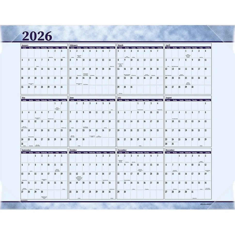 2025 AT-A-GLANCE 21.75" x 17" Monthly Desk Pad Calendar, Slate Blue (89701-25)