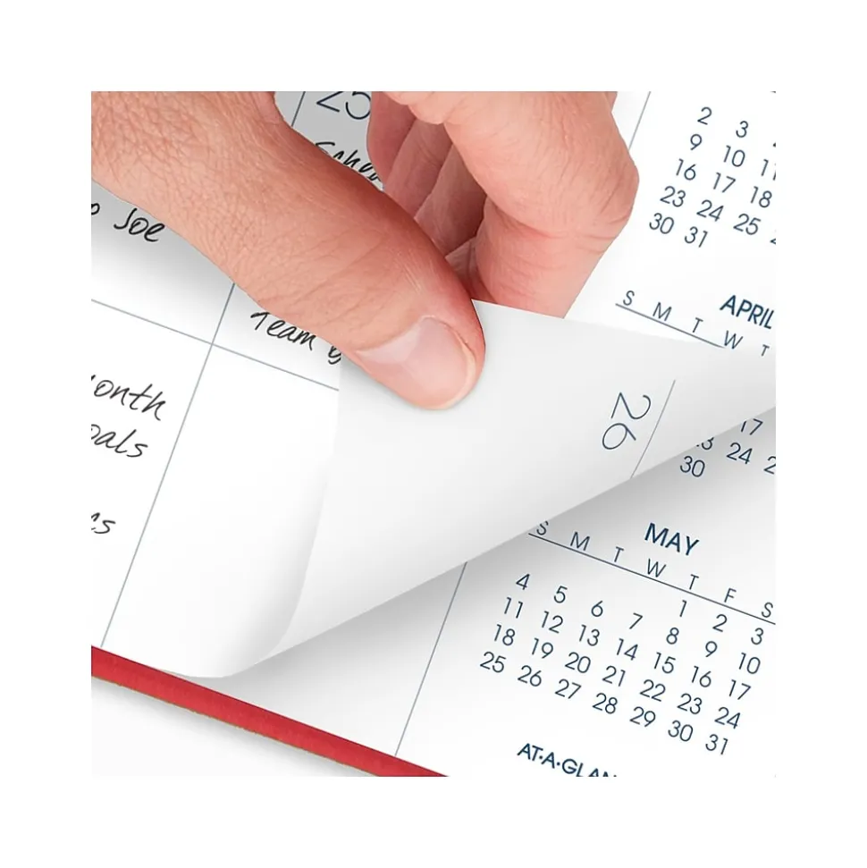 2025 AT-A-GLANCE 9" x 11" Monthly Planner, Faux Leather Cover, Red (70-250-13-25)