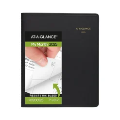 2025 AT-A-GLANCE 7" x 8.75" Monthly Planner, Faux Leather Cover, Black (70-120-05-25)