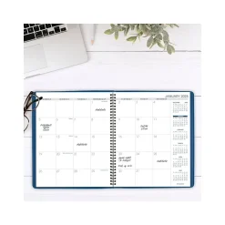 2025-2026 AT-A-GLANCE 9" x 11" Monthly Planner, Faux Leather Cover, Blue (70-250-20-25)