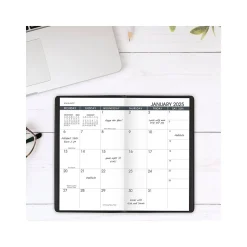 2025-2026 AT-A-GLANCE 3.5" x 6" Monthly Planner, Faux Leather Cover, Black (70-024-05-25)