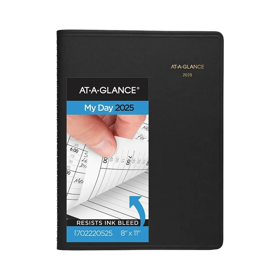 2025 AT-A-GLANCE 8.5" x 11" 2-Person Daily Appointment Book, Faux Leather Cover, Black (70-222-05-25)