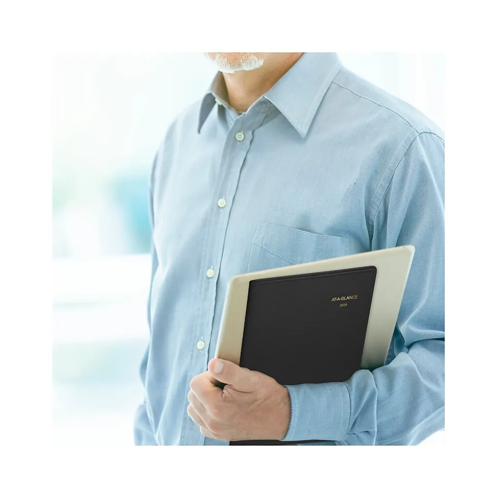 2025 AT-A-GLANCE 8.5" x 11" 2-Person Daily Appointment Book, Faux Leather Cover, Black (70-222-05-25)