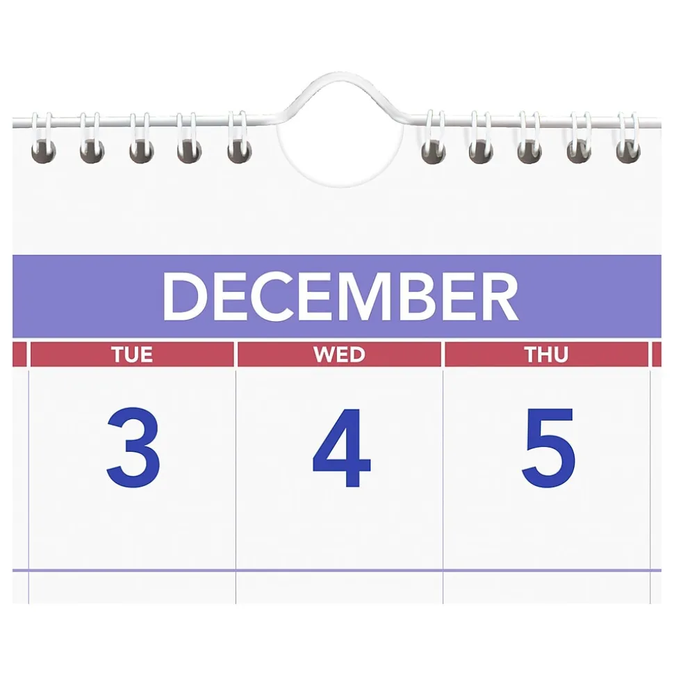 2025 AT-A-GLANCE 12" x 27" Three-Month Wall Calendar, White/Purple (PM11-28-25)