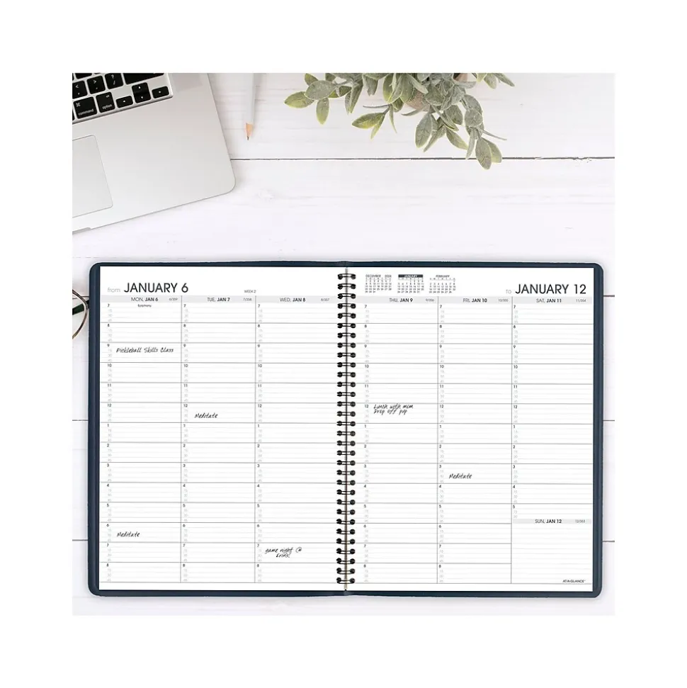 2025 AT-A-GLANCE 8.25" x 11" Weekly Appointment Book Planner, Faux Leather Cover, Wine Stone (70-950-50-25)