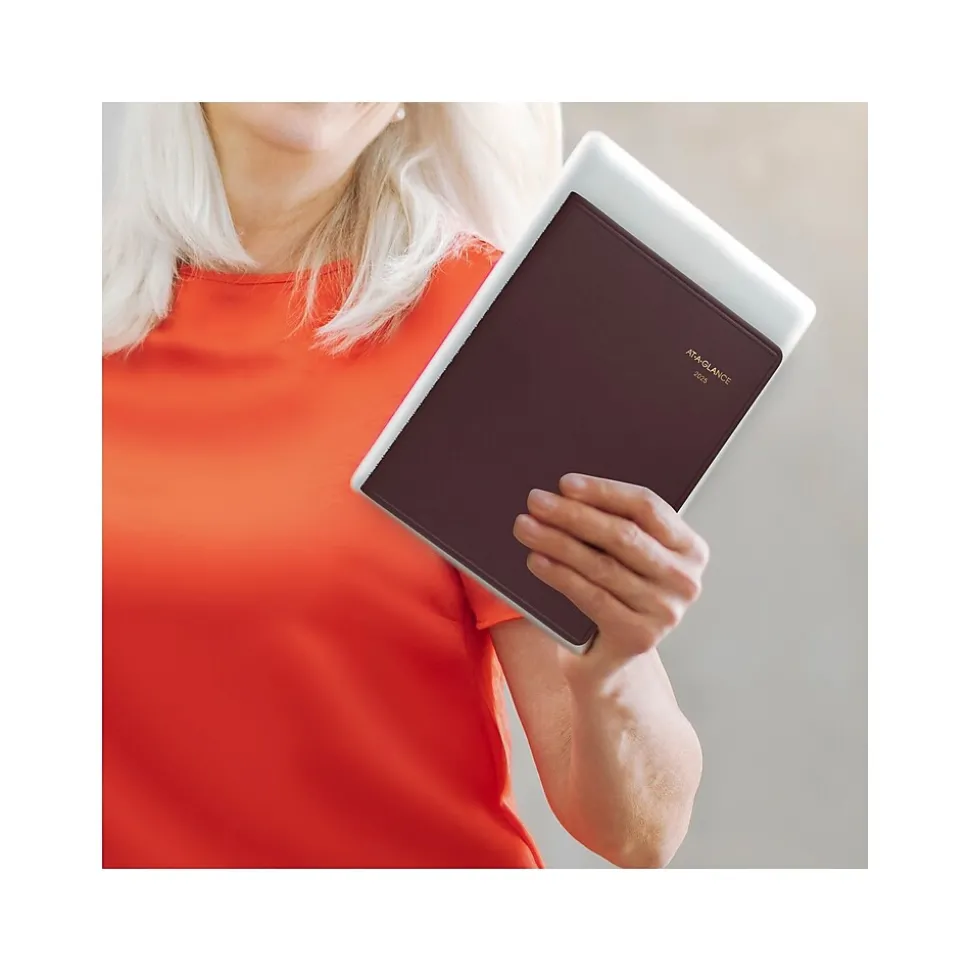 2025 AT-A-GLANCE 8.25" x 11" Weekly Appointment Book Planner, Faux Leather Cover, Wine Stone (70-950-50-25)