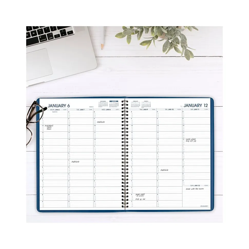 2025 AT-A-GLANCE 8.25" x 11" Weekly Appointment Book, Faux Leather Cover, Blue (70-940-20-25)