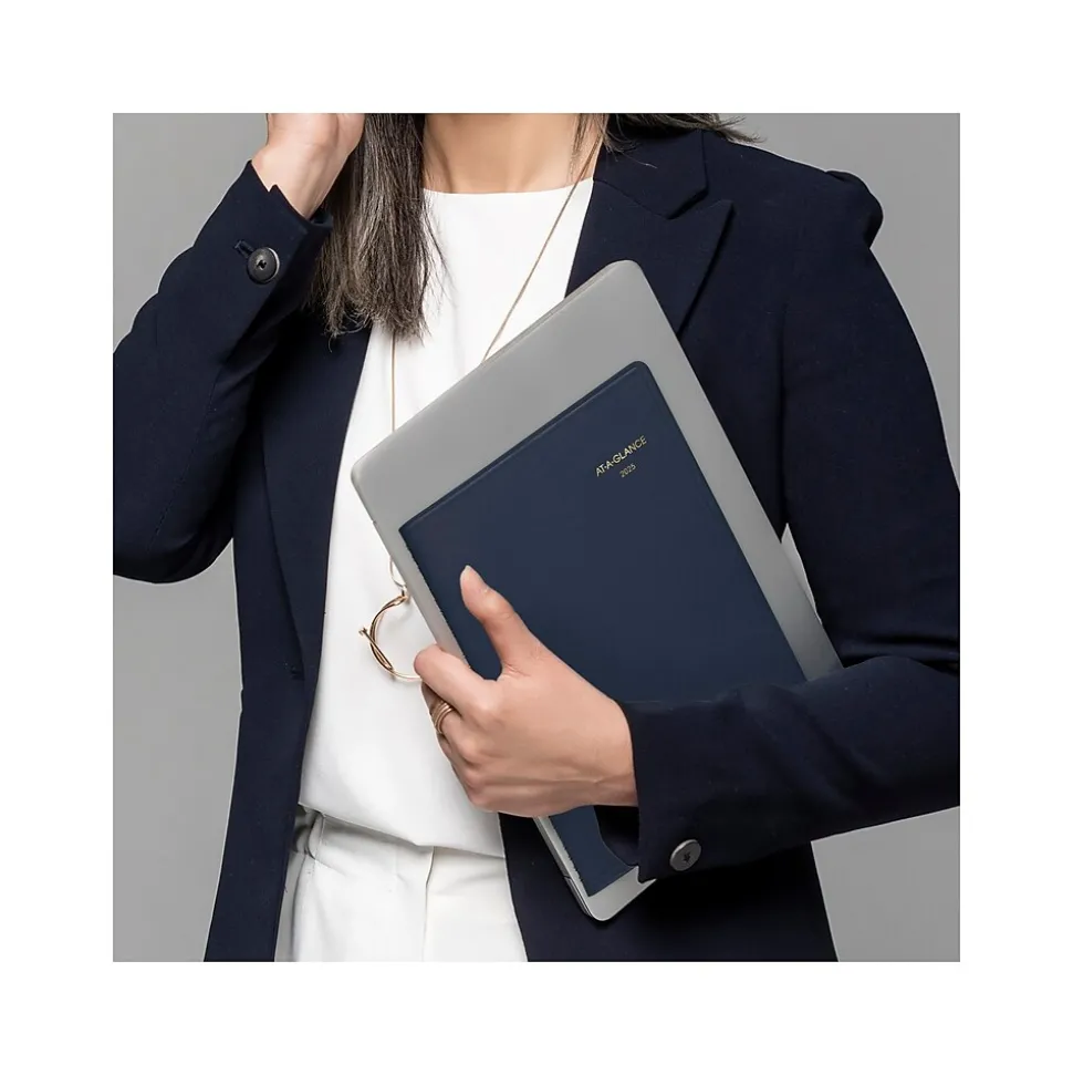 2025 AT-A-GLANCE 8.25" x 11" Weekly Appointment Book Planner, Faux Leather Cover, Navy (70-950-20-25)