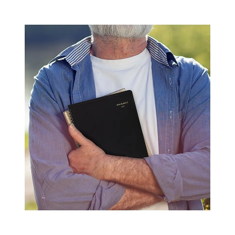 2025 AT-A-GLANCE 7" x 8.75" Weekly Appointment Book, Faux Leather Cover, Black (70-951-05-25)