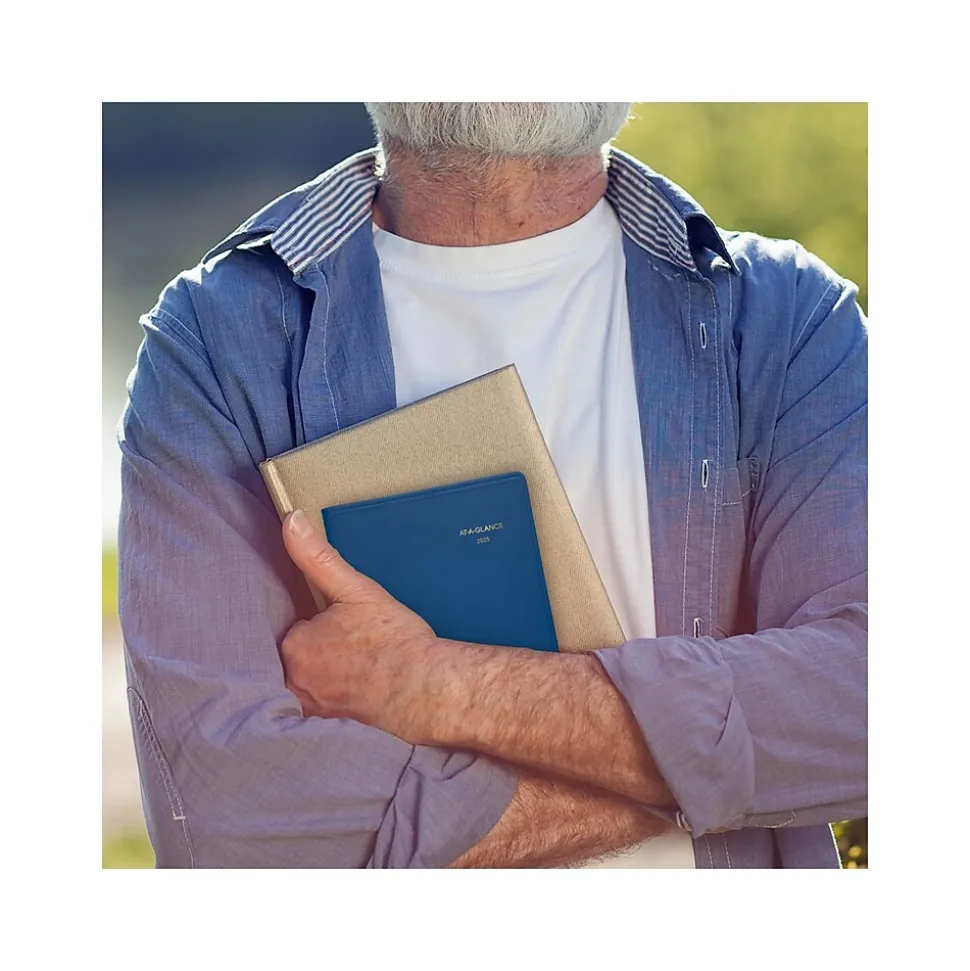 2025 AT-A-GLANCE 5" x 8" Weekly Appointment Book, Faux Leather Cover, Blue (70-108-20-25)