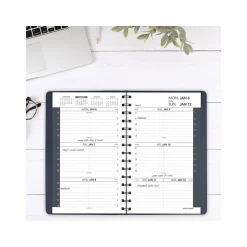 2025 AT-A-GLANCE 5" x 8" Weekly Appointment Book, Faux Leather Cover, Navy (70-075-20-25)