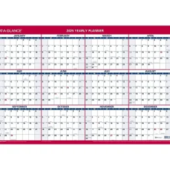 2025 AT-A-GLANCE 36" x 24" Yearly Dry Erase Wall Calendar, Reversible, White/Red (PM26-28-25)