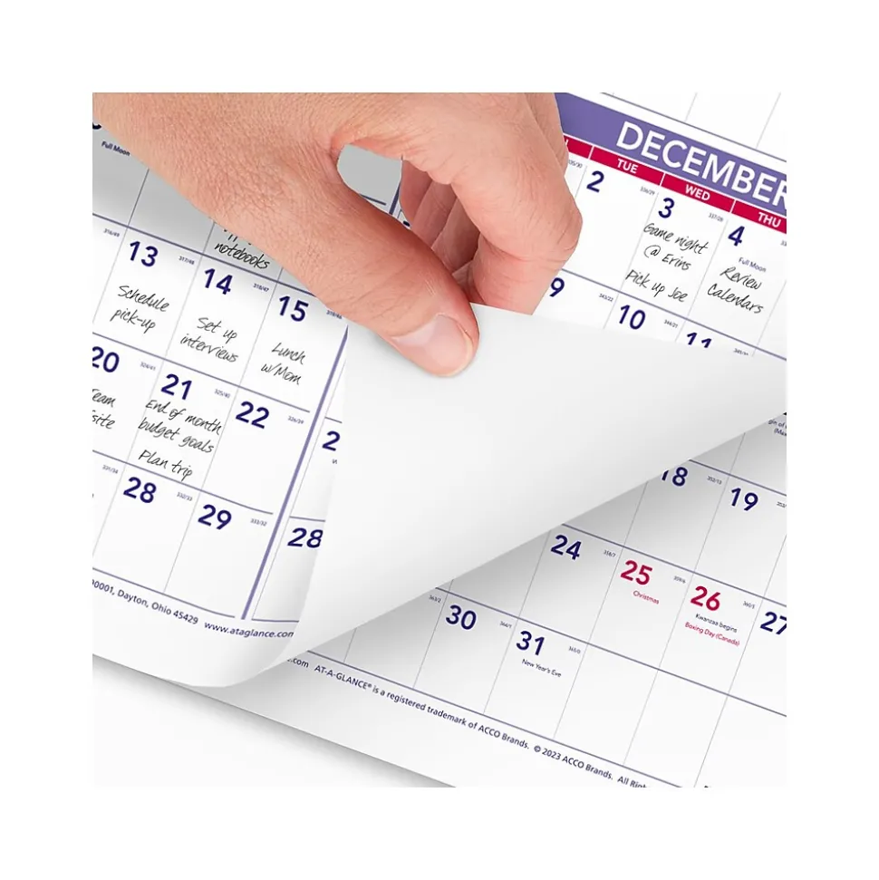 2025 AT-A-GLANCE 24" x 36" Yearly Wall Calendar, White/Purple (PM12-28-25)