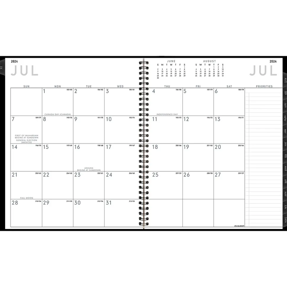 2024-2025 AT-A-GLANCE Contemporary 9" x 11" Academic Monthly Planner, Faux Leather Cover, Black (70-074X-05-25)