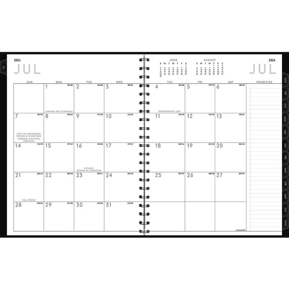 2024-2025 AT-A-GLANCE Contemporary 8.25" x 11" Academic Weekly & Monthly Planner, Faux Leather Cover, Graphite