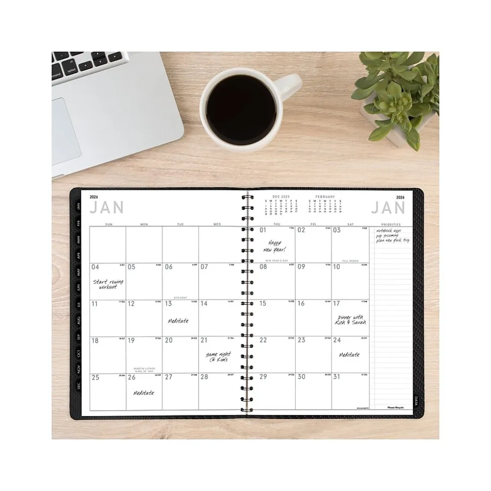 2025 AT-A-GLANCE Contemporary 8.25" x 11" Weekly & Monthly Planner, Faux Leather Cover, Charcoal (70-950X-45-25)