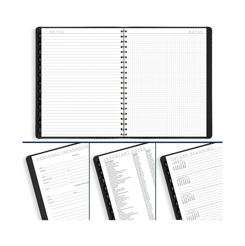 2025 AT-A-GLANCE Contemporary 8.25" x 11" Weekly & Monthly Planner, Faux Leather Cover, Charcoal (70-950X-45-25)