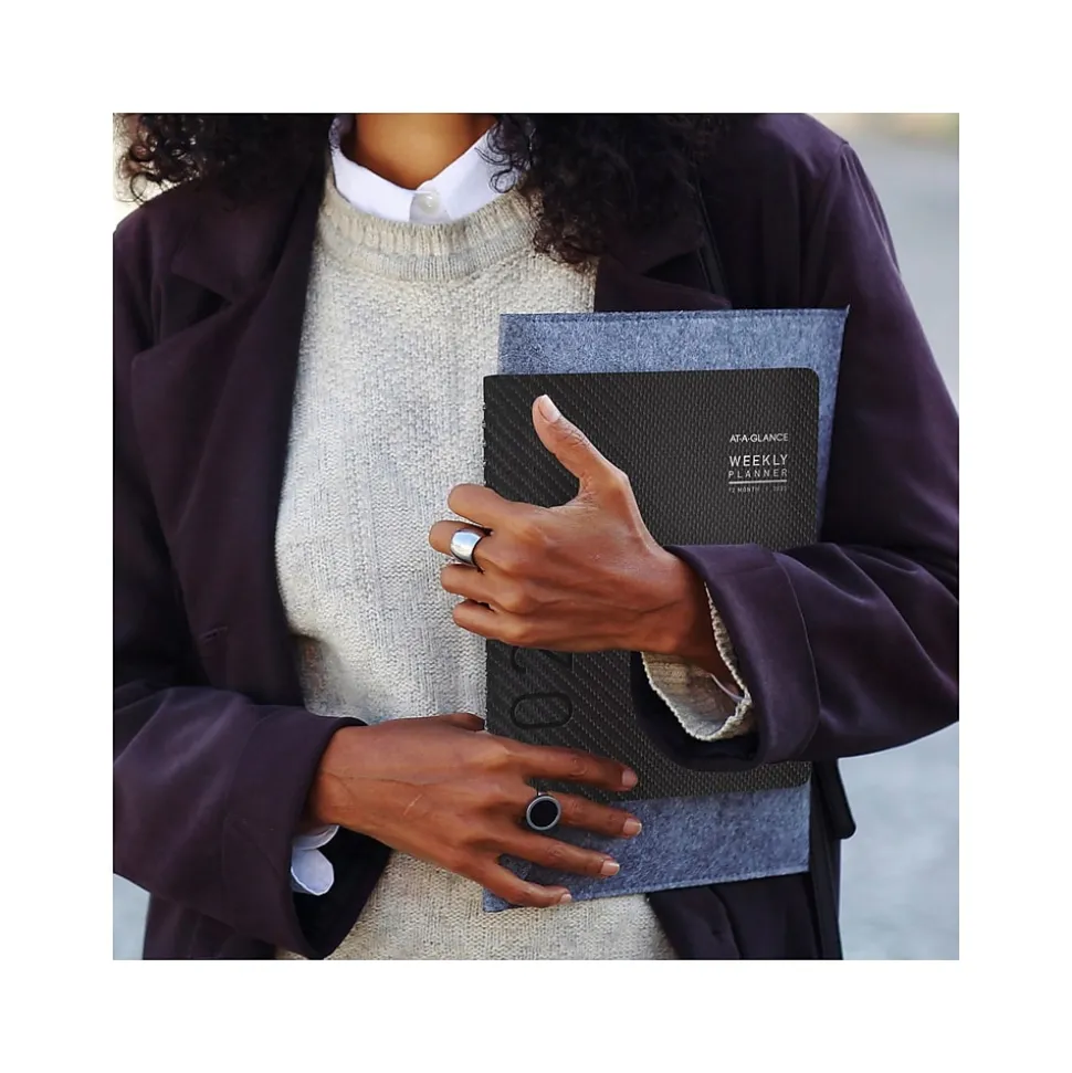 2025 AT-A-GLANCE Contemporary 8.25" x 11" Weekly & Monthly Planner, Faux Leather Cover, Charcoal (70-950X-45-25)