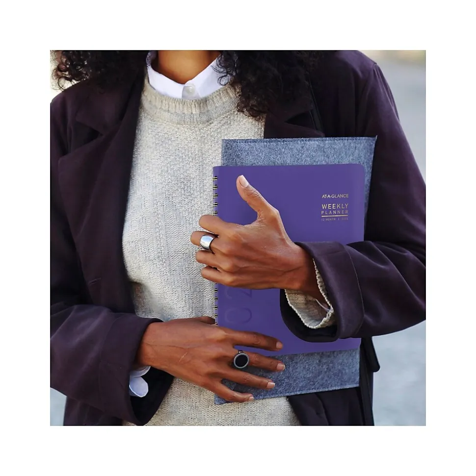 2025 AT-A-GLANCE Contemporary 8.25" x 11" Weekly & Monthly Planner, Faux Leather Cover, Purple (70-940X-14-25)