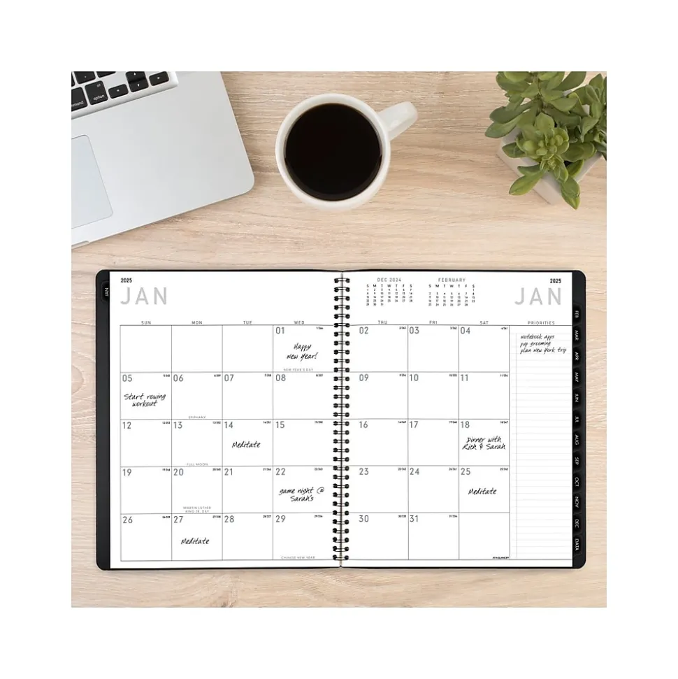 2025 AT-A-GLANCE Contemporary 9" x 11" Monthly Planner, Faux Leather Cover, Black (70-260X-05-25)