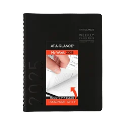 2025 AT-A-GLANCE Contemporary 8.25" x 11" Weekly & Monthly Planner, Faux Leather Cover, Black (70-950X-05-25)