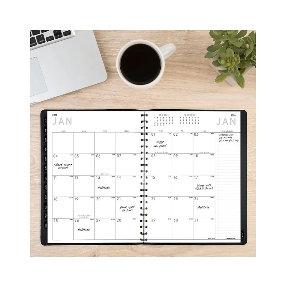 2025 AT-A-GLANCE Contemporary 8.25" x 11" Weekly & Monthly Planner, Faux Leather Cover, Black (70-950X-05-25)