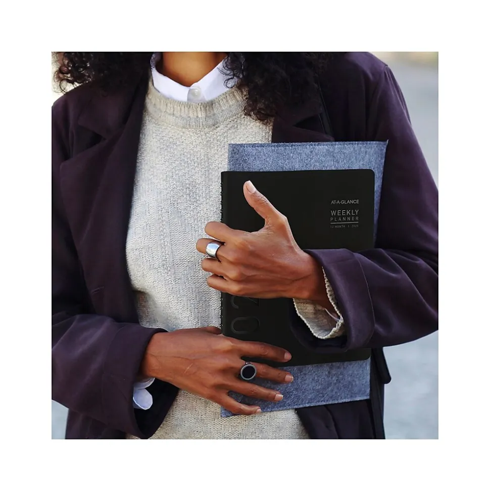 2025 AT-A-GLANCE Contemporary 8.25" x 11" Weekly & Monthly Planner, Faux Leather Cover, Black (70-950X-05-25)