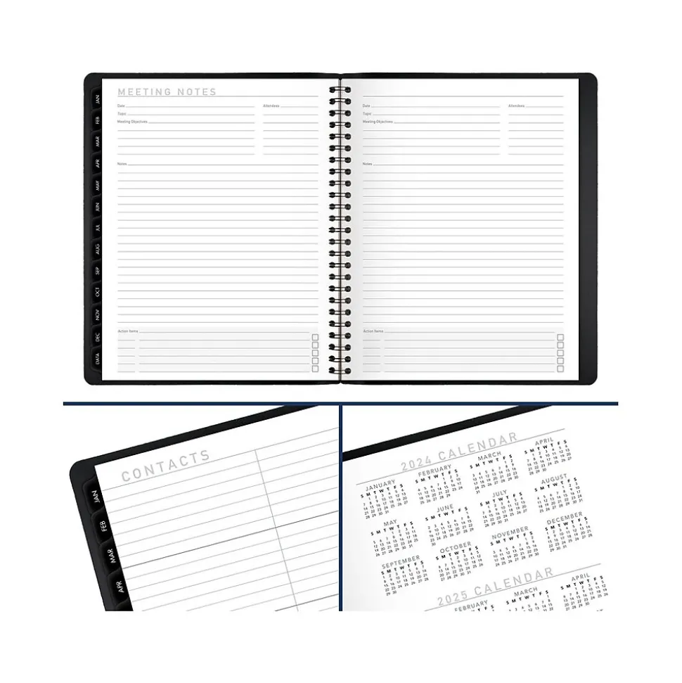 2025 AT-A-GLANCE Contemporary 7" x 8.75" Weekly & Monthly Planner, Faux Leather Cover, Black (70-545X-05-25)