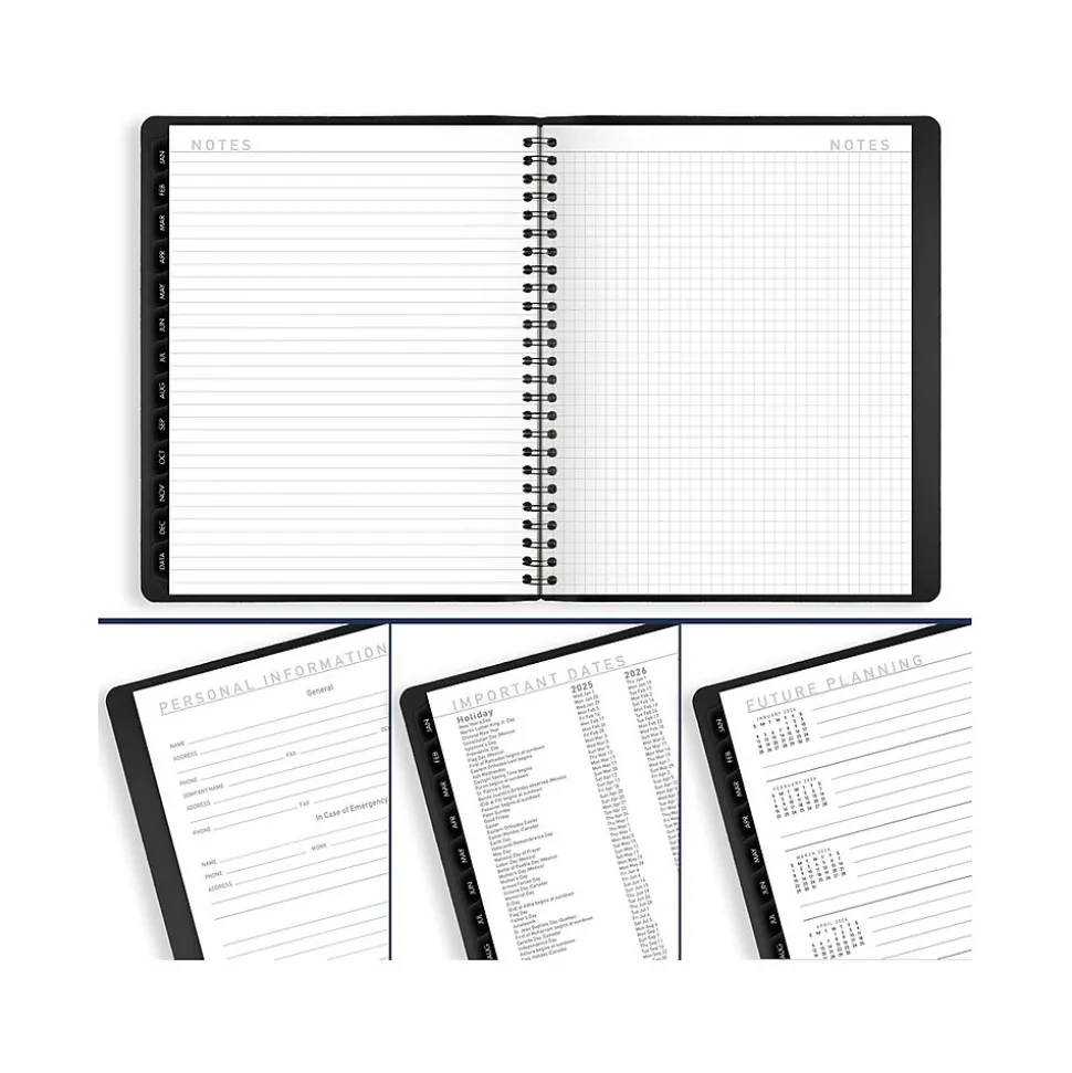 2025 AT-A-GLANCE Contemporary 7" x 8.75" Weekly & Monthly Planner, Faux Leather Cover, Black (70-545X-05-25)