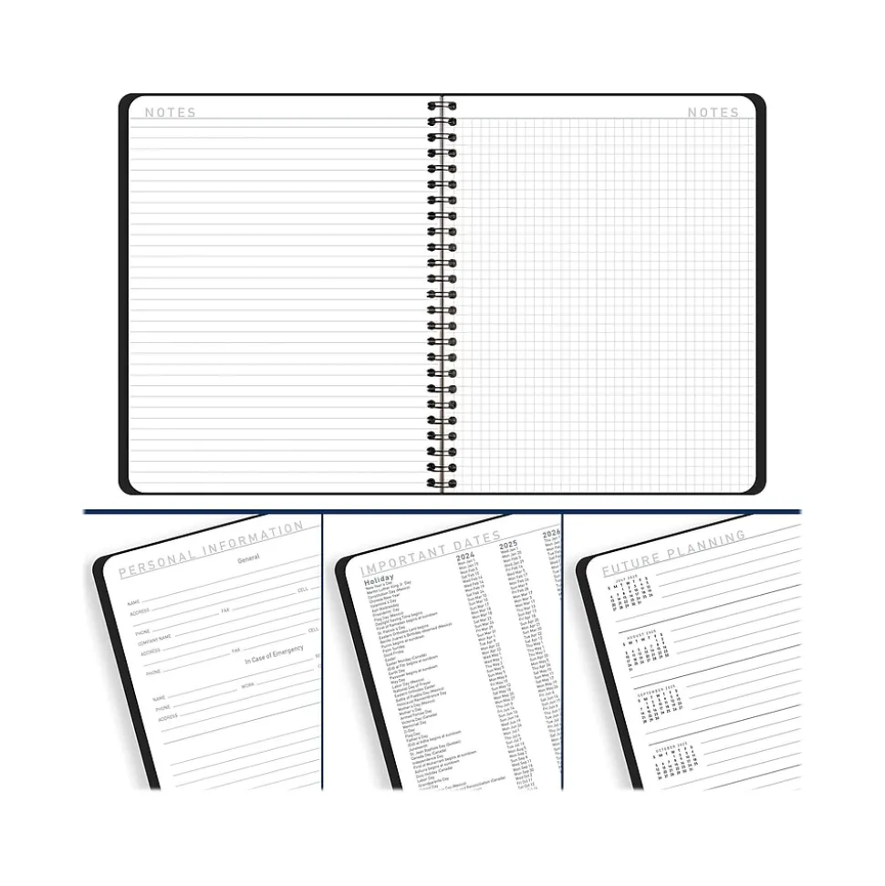 2024-2025 AT-A-GLANCE Contemporary Lite 7" x 8.75" Academic Weekly & Monthly Planner, Faux Leather Cover, Black