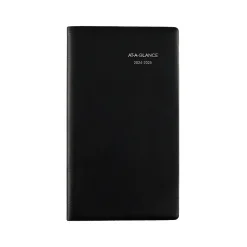 2024-2025 AT-A-GLANCE DayMinder 3.5" x 6" Academic Monthly Planner, Faux Leather Cover, Black (AY53-00-25)