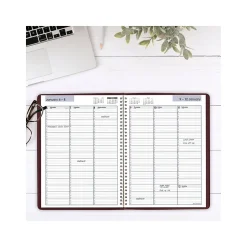 2025 AT-A-GLANCE DayMinder 8" x 11" Weekly Appointment Book, Faux Leather Cover, Burgundy (G520-14-25)