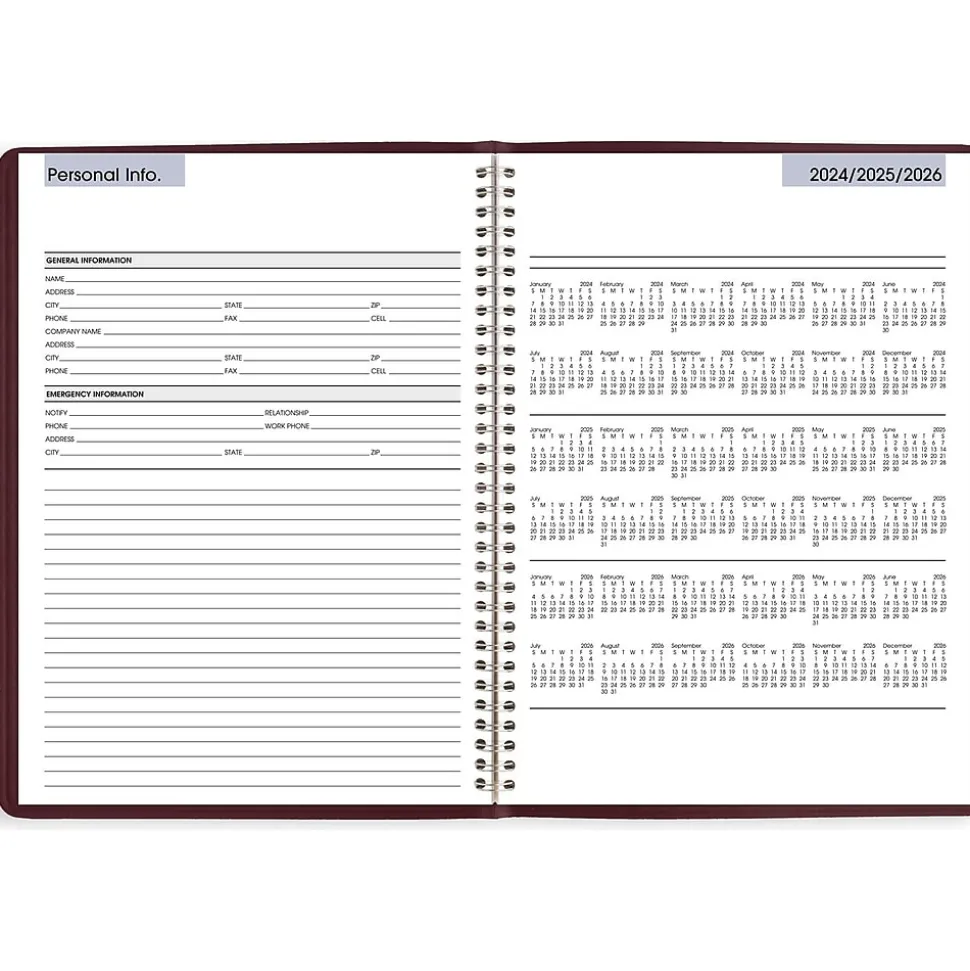 2025 AT-A-GLANCE DayMinder 8" x 11" Weekly Appointment Book, Faux Leather Cover, Burgundy (G520-14-25)