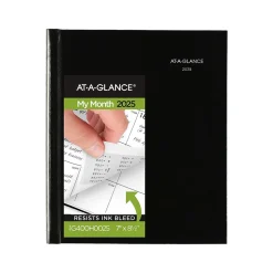 2025 AT-A-GLANCE DayMinder 7" x 8.5" Monthly Planner, Faux Leather Cover, Black (G400H-00-25)